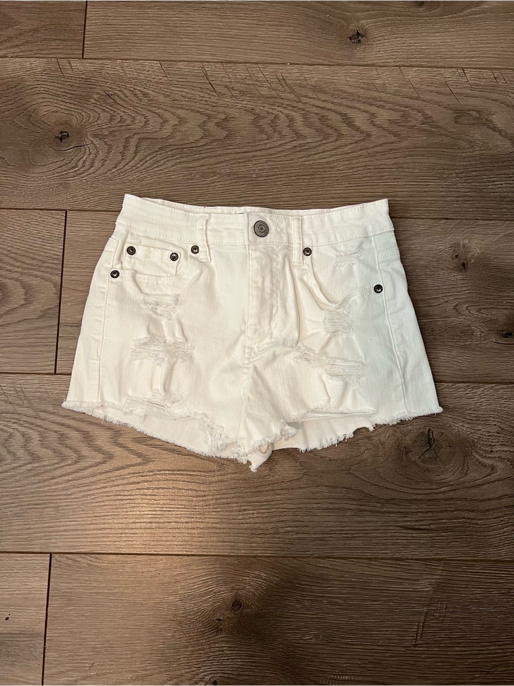 Aeropostale White Distressed Denim Cutoff Shorts